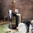 Infuzor din sticla, cu imitatie din lemn, pentru cafea si ceai, 350ml, Klausberg