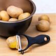 Set 5 cutite de bucatarie, curatator de fructe si legume, inox, negru, Klausberg