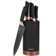 Set cutite de bucatarie cu suport, negru ,inox, 6 piese, Klausberg