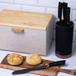 Set cutite de bucatarie cu suport, negru ,inox, 6 piese, Klausberg