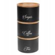 Recipiente pentru cafea, ceai, zahar, din otel-bambus, negru, Klausberg