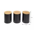 Recipiente pentru cafea, ceai, zahar, inox-bambus, negru, rotund, 3 piese, Klausberg