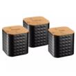 Set 3 recipiente pentru bucatarie, inox-bambus, negru cu irizatii, Klausberg