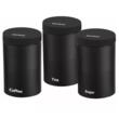 Set 3 recipiente pentru bucatarie cu inscriptii albe, inox, negre, Klausberg