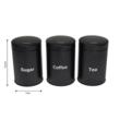 Set 3 recipiente pentru bucatarie cu inscriptii albe, inox, negre, Klausberg
