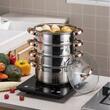 Set de 5 piese, oala pentru fiert cu abur, inox, diametru 18 cm, capacitate 2.5 litri, Klausberg