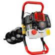 Motoburghiu de pamant pe benzina cu 3 burghie, motor in 2 timpi, 6 CP, Red Technic