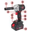 Pistol impact cu acumulator, 20 V, 4 Ah, 380 Nm, 4 tubulare incluse, Red Technic