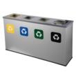  Cos de gunoi pentru colectare selectiva, sticla, hartie, plastic, deseuri mixte, 4x60 l, gri, PowerX