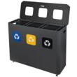 Cos de gunoi pentru colectare selectiva, hartie, plastic, deseuri mixte, 3x60, otel galvanizat, negru, PowerX