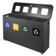 Cos de gunoi pentru colectare selectiva 4x60l, hartie, plastic, sticla, deseuri mixte, gri antracit, PowerX