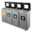 Cos gunoi pentru colectare selectiva 4x70l, sticla, hartie, plastic, deseuri mixte, gri, PowerX
