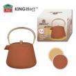 Ceainic din fonta cu strecuratoare, interior emailat, 1l, ruginit cu sclipici, elemente aurii, Kinghoff