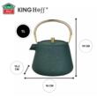  Ceainic din fonta cu strecuratoare, interior emailat, 1l, verde cu sclipici, elemente aurii, Kinghoff
