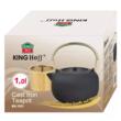  Ceainic din fonta cu strecuratoare, interior emailat, 1l, negru cu maner auriu, Kinghoff