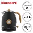 Ceainic, fierbator electric cu termometru, otel inoxidabil, negru cu lemn, 1,7 l, 1850-2200 W, Klausberg