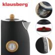 Ceainic, fierbator electric cu termometru, otel inoxidabil, negru cu lemn, 1,7 l, 1850-2200 W, Klausberg