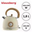 Ceainic, fierbator electric cu termometru, otel inoxidabil, crem cu lemne, 1,8 l, 1850-2200 W, Klausberg