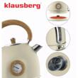Ceainic, fierbator electric cu termometru, otel inoxidabil, crem cu lemne, 1,8 l, 1850-2200 W, Klausberg