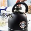 Ceainic, fierbator electric cu termometru, otel inoxidabil, negru/auriu roz 1,8 l, 1850-2200 W, Klausberg