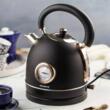 Ceainic, fierbator electric cu termometru, otel inoxidabil, negru/auriu roz 1,8 l, 1850-2200 W, Klausberg