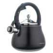 Ceainic, fierbator cu fluier, otel inoxidabil, negru cu elemente argintii, 2,8 l, Klausberg