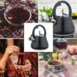 Ceainic, fierbator cu fluier, otel inoxidabil, negru cu elemente argintii, 2,8 l, Klausberg