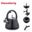 Ceainic, fierbator cu fluier, otel inoxidabil, negru cu elemente argintii, 2,8 l, Klausberg