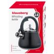 Ceainic, fierbator cu fluier, otel inoxidabil, negru cu elemente argintii, 2,8 l, Klausberg