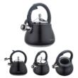 Ceainic, fierbator cu fluier, otel inoxidabil, negru cu elemente argintii, 2,8 l, Klausberg
