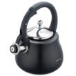 Ceainic, fierbator cu fluier, otel inoxidabil, negru cu elemente argintii, 2,8 l, Klausberg