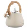 Ceainic, fierbator cu fluier, otel inoxidabil, bej cu elemente asemanatoare lemnului, 2,8 l, Klausberg