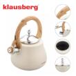 Ceainic, fierbator cu fluier, otel inoxidabil, bej cu elemente asemanatoare lemnului, 2,8 l, Klausberg