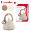 Ceainic, fierbator cu fluier, otel inoxidabil, bej cu elemente asemanatoare lemnului, 2,8 l, Klausberg