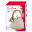 Ceainic, fierbator cu fluier, otel inoxidabil, bej cu elemente asemanatoare lemnului, 2,8 l, Klausberg