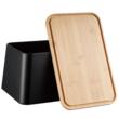  Cutie neagra pentru paine, metalica, cu capac din bambus, 35×23×18cm, Kinghoff