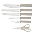  Set de cutite 8 piese, cu tocator si suport pentru prosoape, bej, Klausberg