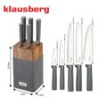 Set de cutite 6 piese, cu bloc de salcam, otel inoxidabil, Klausberg