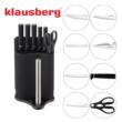 Set de cutite 8 piese cu suport, negru, otel inoxidabil, Klausberg