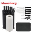 Set de cutite 8 piese cu suport, negru, otel inoxidabil, Klausberg