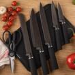 Set de cutite 8 piese cu suport, negru, otel inoxidabil, Klausberg