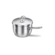 Cratita din inox cu capac, 16 x 10 cm, capacitate 2 litri, compatibila cu plita cu inductie, Korkmaz