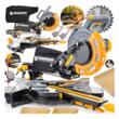 Fierastru circular stationar pentru lemn, cu glisare, 2000 W, diametru disc 210 mm, ghidaj laser, iluminare LED, Powermat