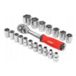 Set chei tubulare 1/2", CR-V cu clichet 72T, 19 piese, Verke