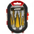 Set burghie in trepte, conice si burghie pentru frezat, otel HSS 4241, 6 piese, Verke