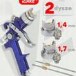 Pistol pneumatic pentru vopsit, HVLP, duze 1.4 mm 1.7 mm, capacitate rezervor 600 ml, Verke