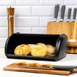 Cutie pentru paine cu capac rulant, otel inoxidabil lacuit, 44 x 27 x 18.5 cm, neagra, Kinghoff