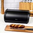 Cutie pentru paine cu capac rulant, otel inoxidabil lacuit, 44 x 27 x 18.5 cm, neagra, Kinghoff
