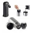 Termos din inox argintiu cu pereti dubli, capacitate 350 ml, husa de protectie neagra, Kinghoff
