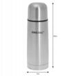 Termos din inox argintiu cu pereti dubli, capacitate 350 ml, husa de protectie neagra, Kinghoff